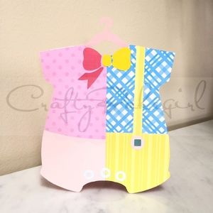Handmade Baby Shower Card Twins Baby Girl Twins Baby Boy Blank Card Pink Hanger